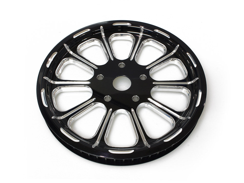 66 Tooth x 1in. wide Revel Pulley - Black Contrast Cut Platinum. Fits Softail 2012-2017, Breakout 2013-2017 & Rocker 2008-2011. - Performance Machine