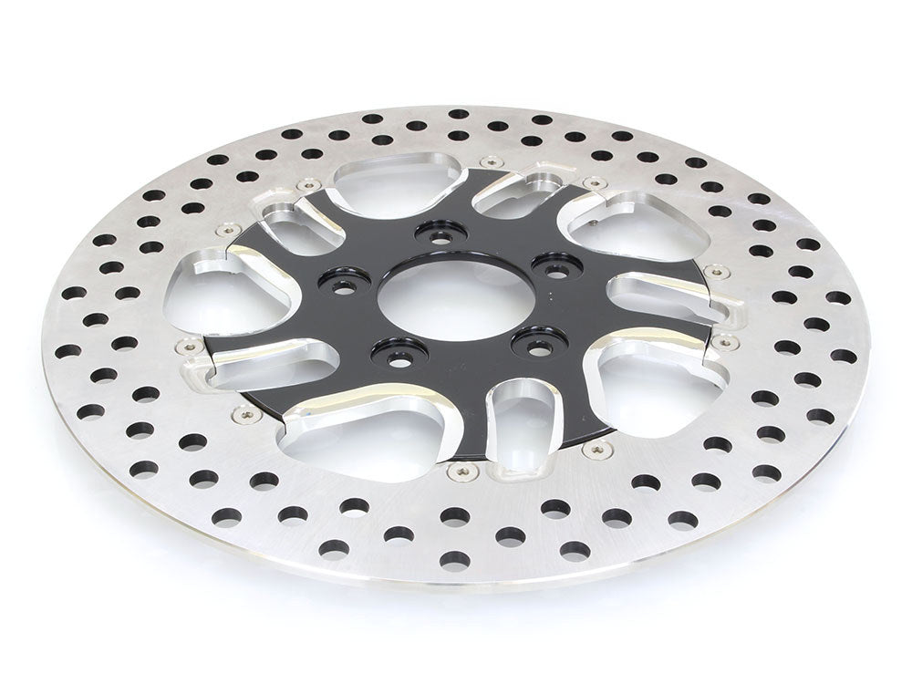 11.5in. Left Hand Front Rival Disc Rotor - Black Contrast Cut Platinum. Fits H-D 1984up with 11-1/2in. Disc Rotor(s). - Performance Machine