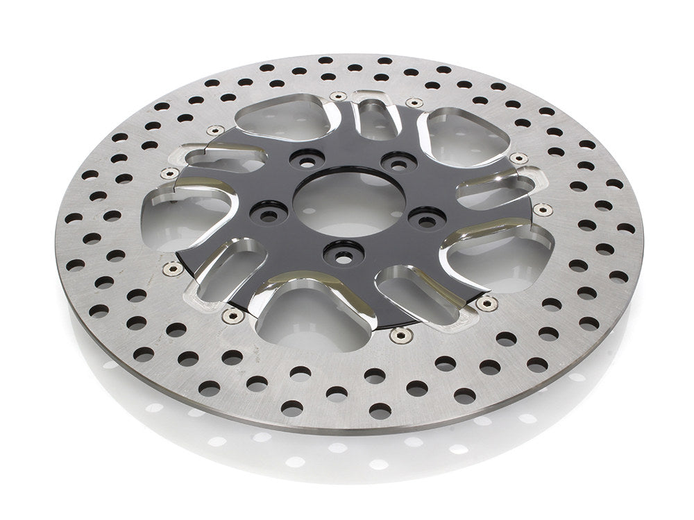 11.5in. Right Hand Front Rival Disc Rotor - Black Contrast Cut Platinum. Fits H-D 1984up with 11-1/2in. Disc Rotor(s). - Performance Machine