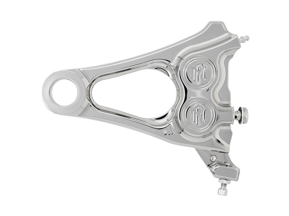 Right Hand Rear 4 Piston Caliper & Mounting Bracket - Chrome. Fits Softail 2018up - Performance Machine
