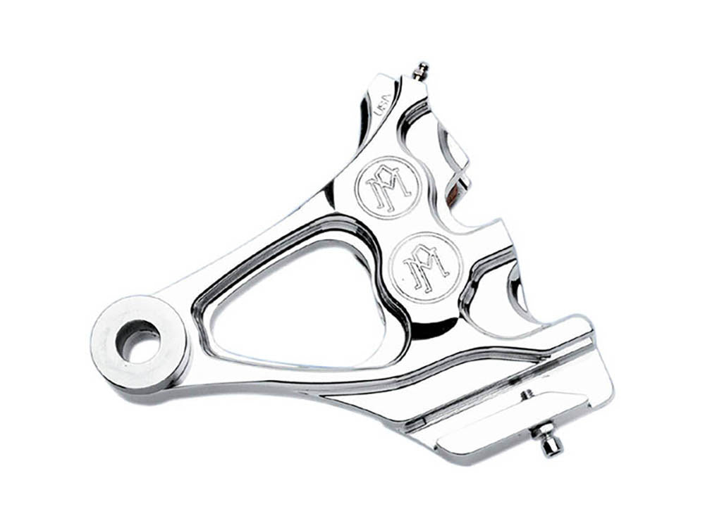 Right Hand Rear Integrated 4 Piston Caliper & Mounting Bracket - Chrome. Fits Softail 2000-2007. - Performance Machine