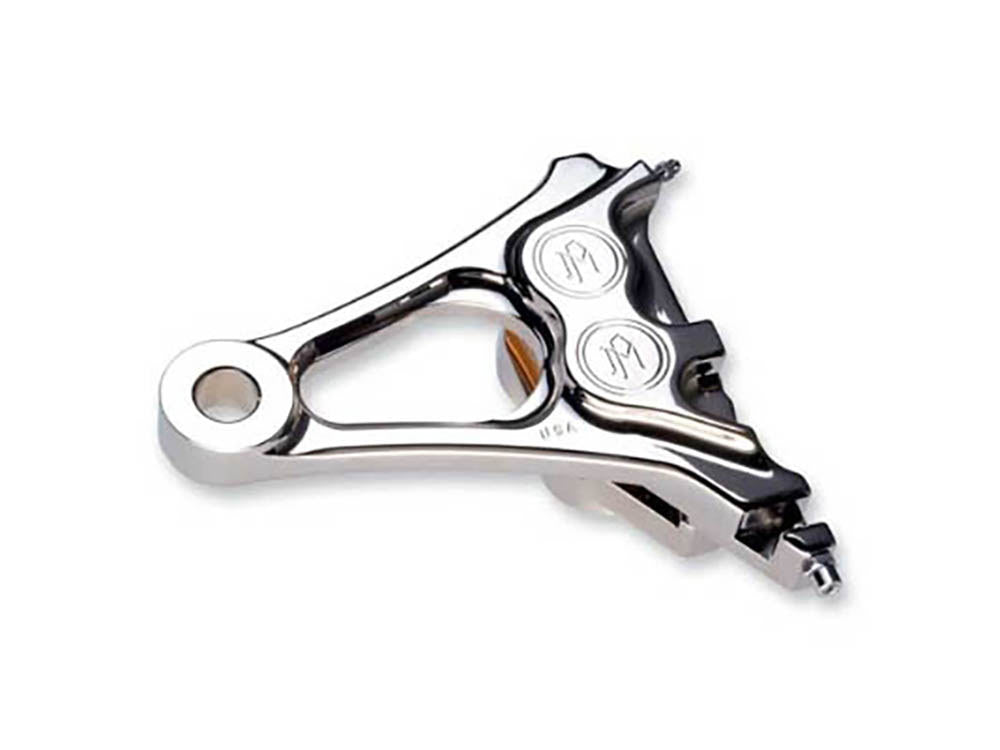 Right Hand Rear Integrated 4 Piston Caliper & Mounting Bracket - Chrome. Fits Softail 2006-2007 with 3/4in. Axle & 200 Rear Tyre. - Performance Machine