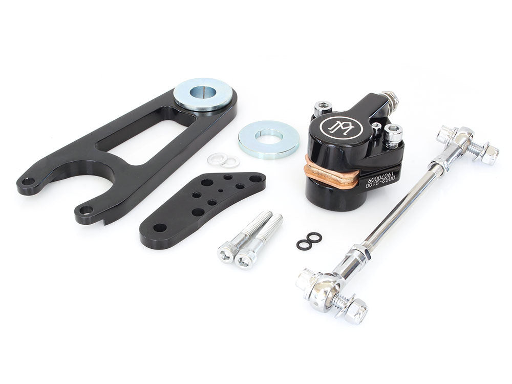 Left Hand or Right Hand Caliper & Mounting Bracket - Black Contrast Cut. Fits Custom Springer with 3/4in. Axle & 11.5in. Disc Rotor. - Performance Machine