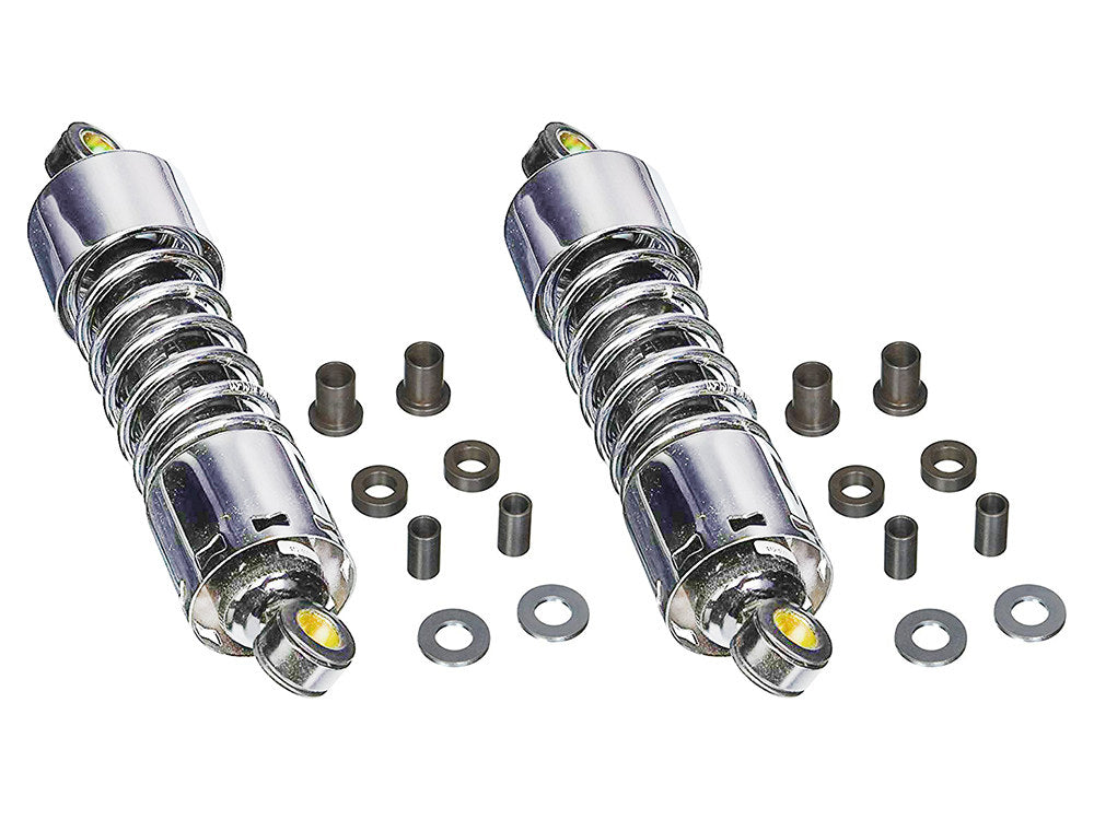 412 Series, 11in. Standard Spring Rate Rear Shock Absorbers - Chrome. Fits Touring 1980-2005, Sportster 1979-2003 & FXR 1982-1994. - Progressive Suspension