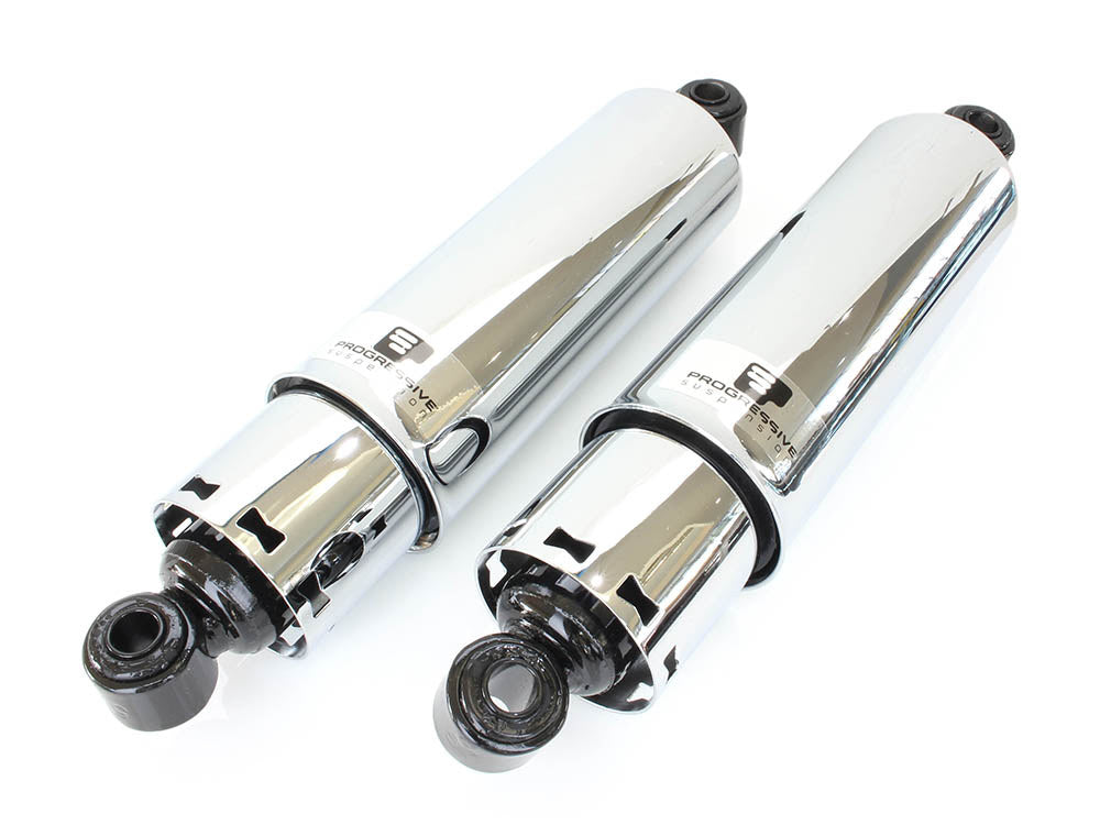 412 Series, 12in. Rear Shock Absorbers with Full Covers - Chrome. Fits 4Spd Big Twin 1973-1986 - Progressive Suspension