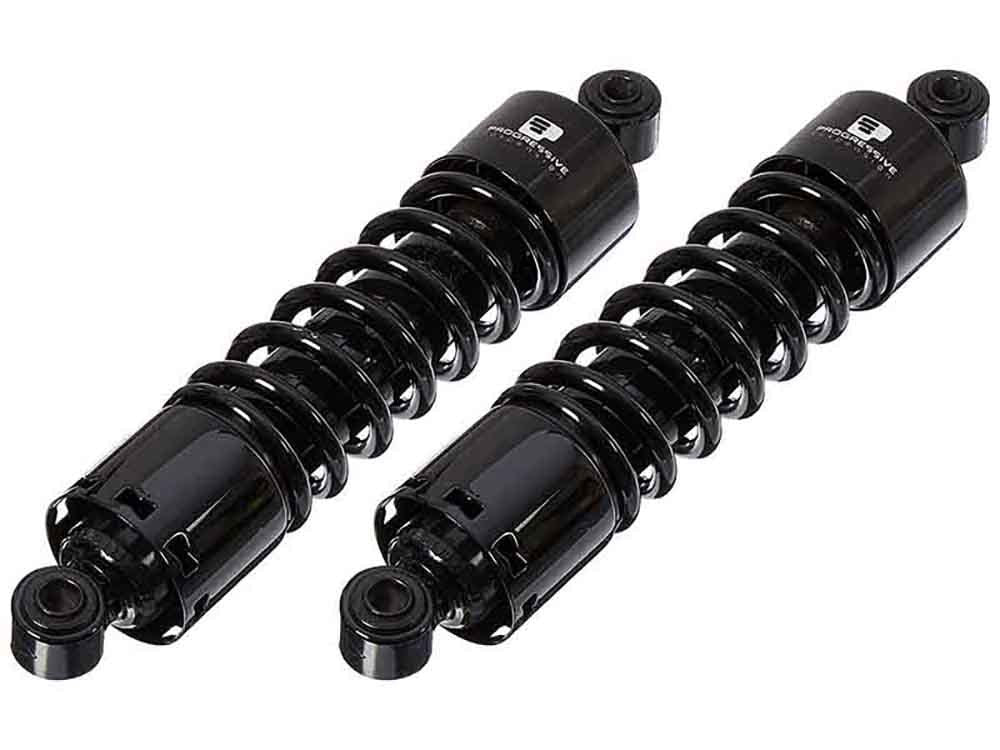 412 Series, 12.6in. Standard Spring Rate Rear Shock Absorbers - Black. Fits Dyna 1991-2017. - Progressive Suspension