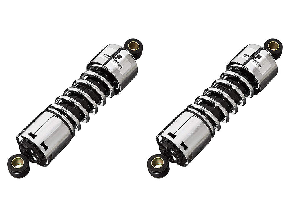 412 Series, 11in. Standard Spring Rate Rear Shock Absorbers - Chrome. Fits Sportster 2004-2021 - Progressive Suspension