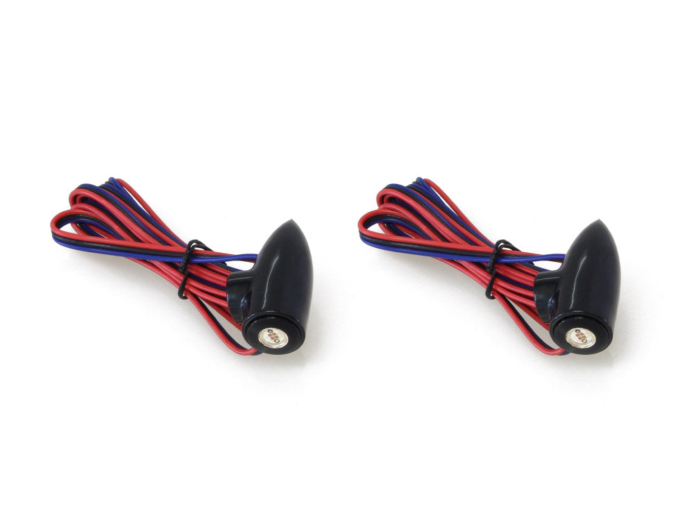 Universal Lightning Mini Bullets with Amber LED - Gloss Black. - Bagger Nation
