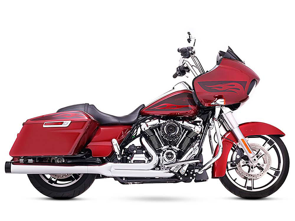 2-into-1 Exhaust - Chrome with Black End Cap. Fits Touring 2017up. - Rinehart Exhaust