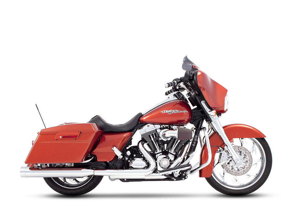 4in. Slip-On Mufflers - Chrome with Chrome End Caps. Fits Touring 1995-2016 & Trike 2017-2020. - Rinehart Exhaust