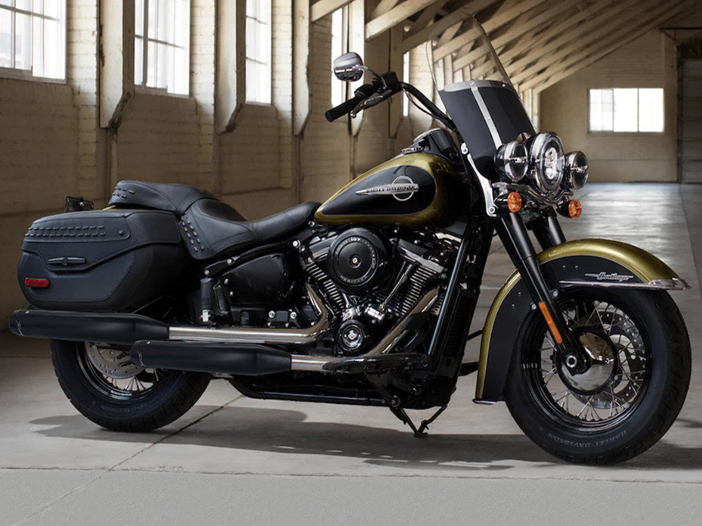 3-1/2in. Slip-On Mufflers - Black with Black End Caps. Fits Heritage Classic 2018-2024 & Deluxe 2018-2020 - Rinehart Exhaust