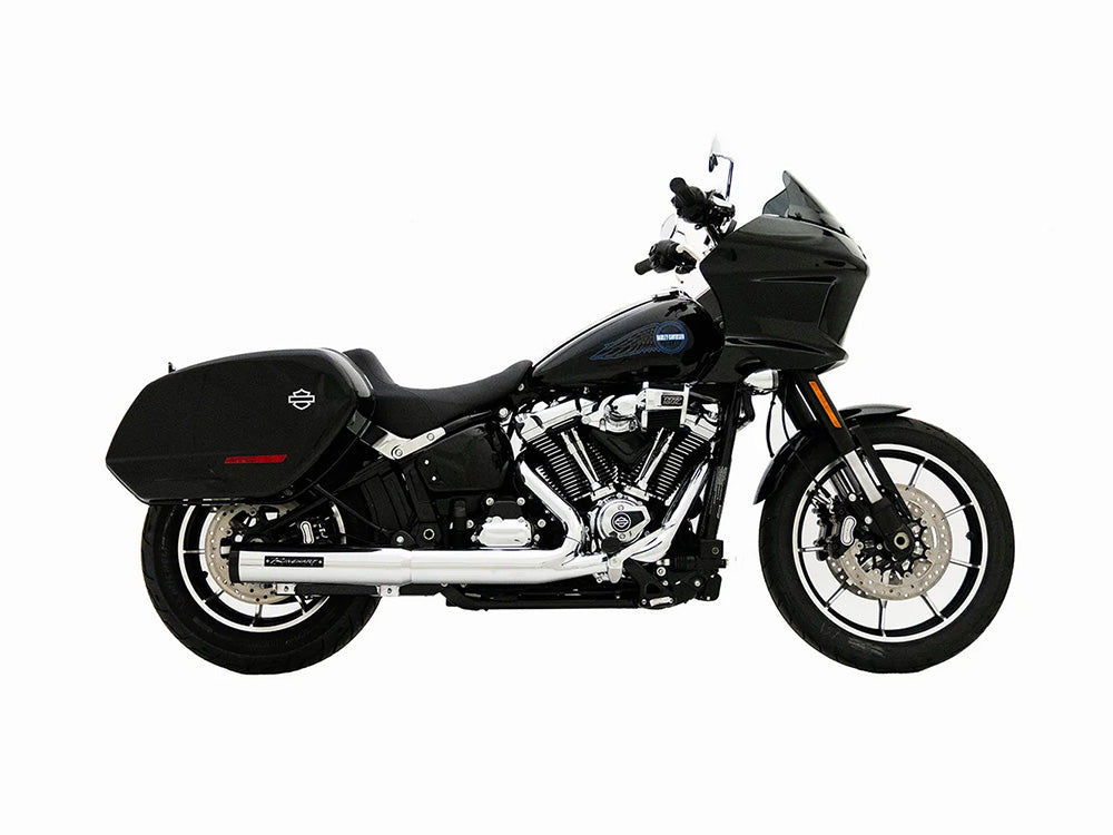 4in. HP40 Slip-On Muffler - Chrome with Black End Cap. Fits Softail Street Bob, Low Rider S, Low Rider ST & Heritage 2025up - Rinehart Exhaust