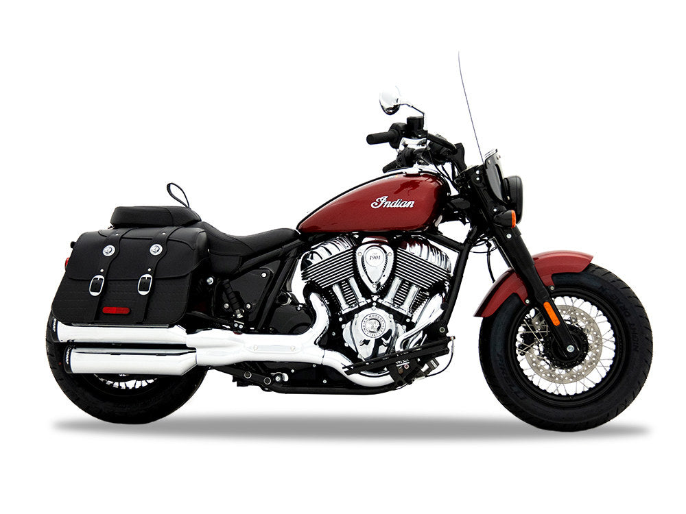 4in. Slip-On Mufflers - Chrome with Black End Caps. Fits Indian Cruiser 2022up - Rinehart Exhaust