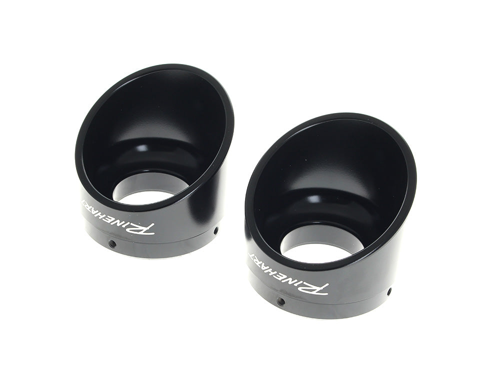 Slash Cut End Caps - Black. Fits Rinehart 4.5in. Mufflers - Rinehart Exhaust