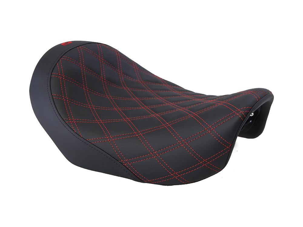 Renegade LS Solo Seat with Red Double Diamond Stitch. Fits Dyna 2006-2017. - Saddlemen Seats