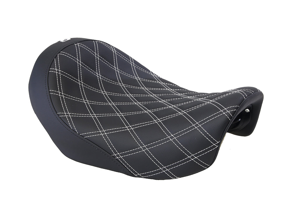 Renegade LS Solo Seat with White Double Diamond Stitch. Fits Dyna 2006-2017. - Saddlemen Seats