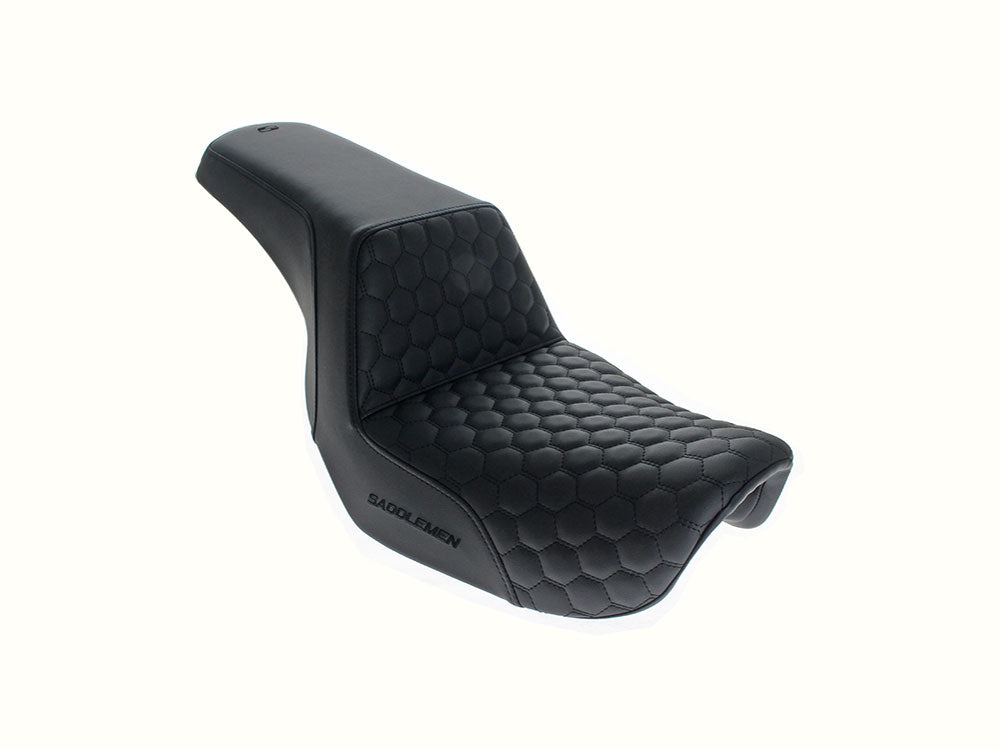 Step-Up HC Dual Seat with Black Honeycomb Stitch. Fits Dyna 2006-2017 - Saddlemen Seats