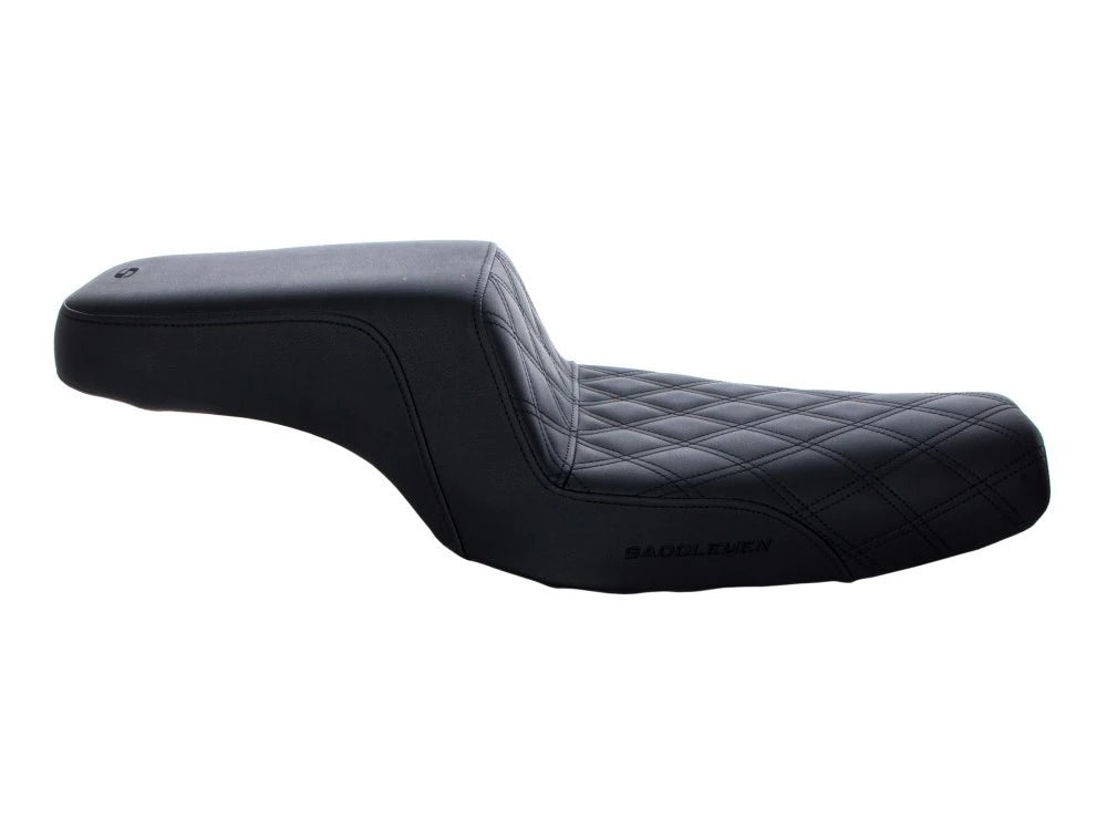 Step-Up LS Dual Seat with Black Double Diamond Lattice Stitch. Fits Sportster 2004-2021 with 3.3 Gallon Fuel Tank. - Saddlemen Seats