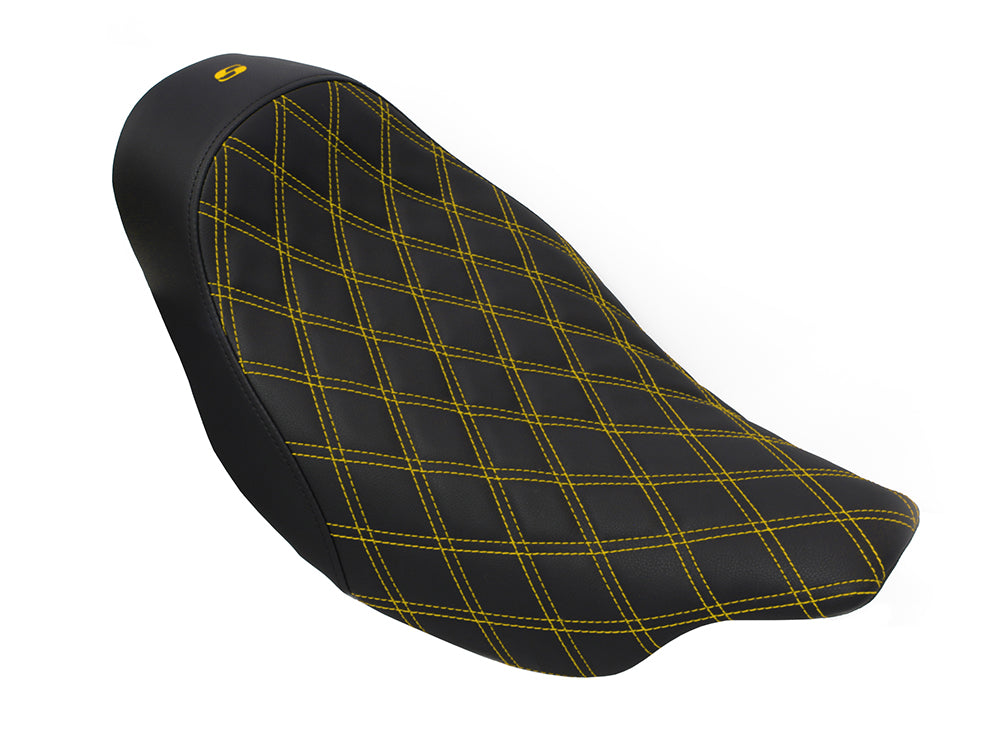 Renegade LS Solo Seat with Gold Double Diamond Lattice Stitch. Fits Most Touring 2008-2024 - Saddlemen Seats