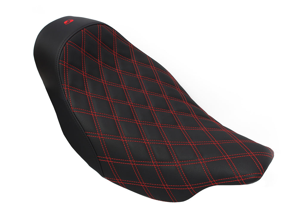 Renegade LS Solo Seat with Red Double Diamond Lattice Stitch. Fits Most Touring 2008-2024 - Saddlemen Seats