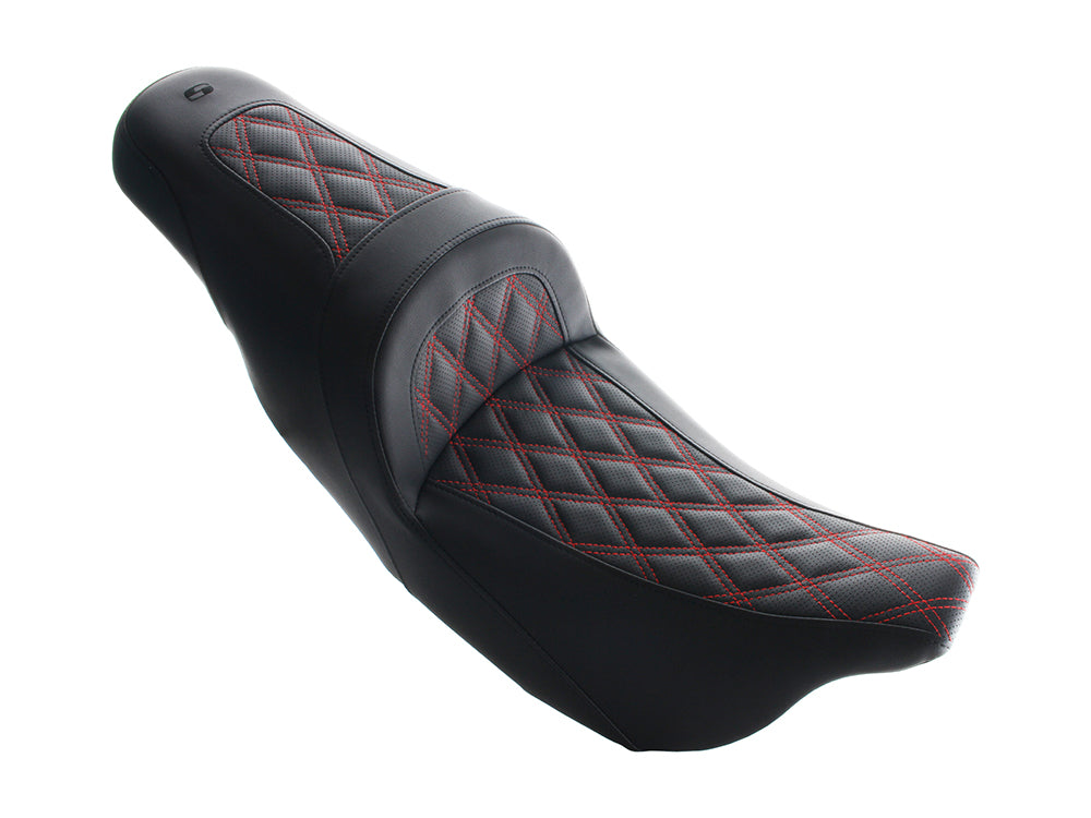 Slim LS Dual Seat with Red Double Diamond Lattice Stitch. Fits Most Touring 2008-2024 - Saddlemen Seats