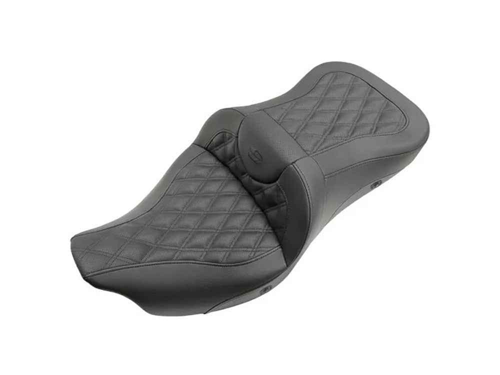 Heated, Extended Reach Roadsofa LS Dual Seat With Black Double Diamond Lattice Stitch. Fits Most Touring 2008-2024 - Saddlemen Seats