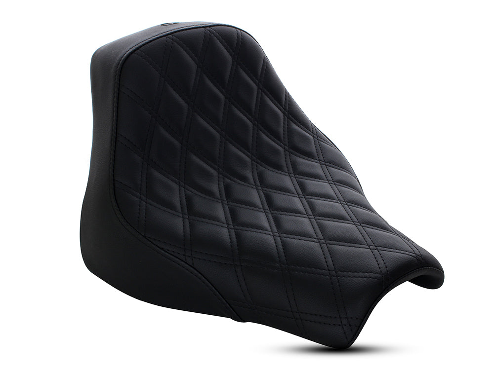 Renegade LS Solo Seat with Black Double Diamond Lattice Stitch. Fits Fat Bob 2018-2024 - Saddlemen Seats