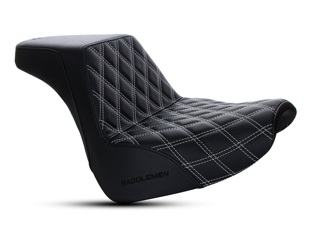 Step-Up Front LS Dual Seat with White Double Diamond Lattice Stitch. Fits Breakout 2018-2022 - Saddlemen Seats