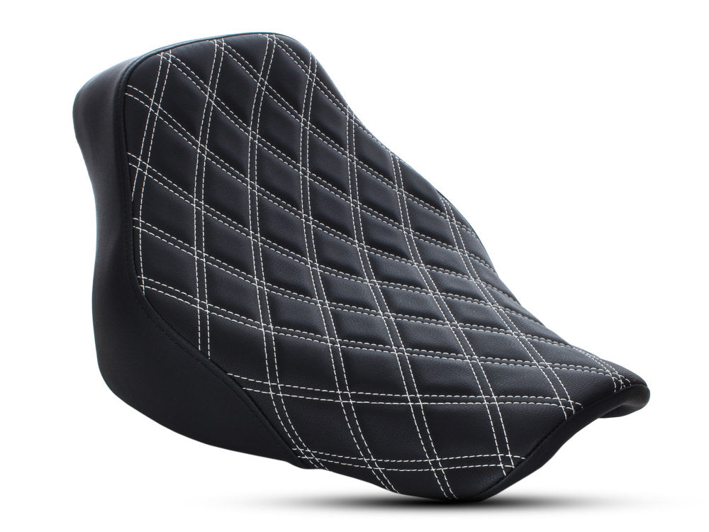 Renegade LS Solo Seat with White Double Diamond Lattice Stitch. Fits Softail Deluxe 2018-2020 & Heritage Classic 2018up - Saddlemen Seats