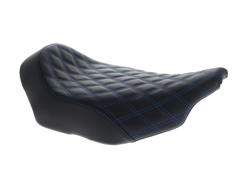 Renegade LS Solo Seat with Blue Double Diamond Lattice Stitch. Fits CVO Touring 2023up, Street Glide & Road Glide 2024up, Touring 2025up - Saddlemen Seats