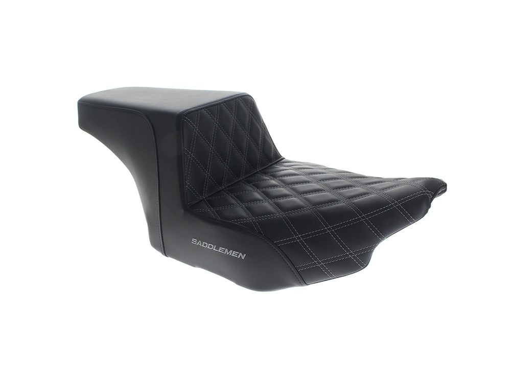 Step-Up LS Dual Seat with Grey Double Diamond Lattice Stitch. Fits CVO Touring 2023up, Street Glide & Road Glide 2024up, Touring 2025up - Saddlemen Seats