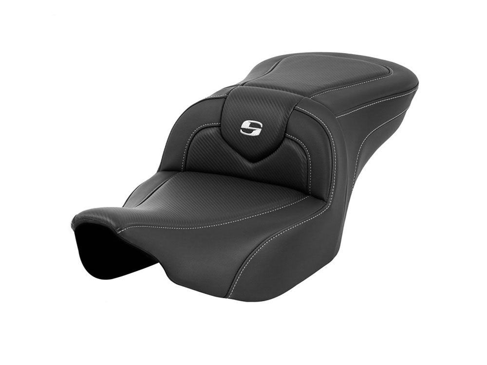 Roadsofa CF Dual Seat with Carbon Fiber Weave. Fits CVO Touring 2023up, Street Glide & Road Glide 2024up, Touring 2025up - Saddlemen Seats