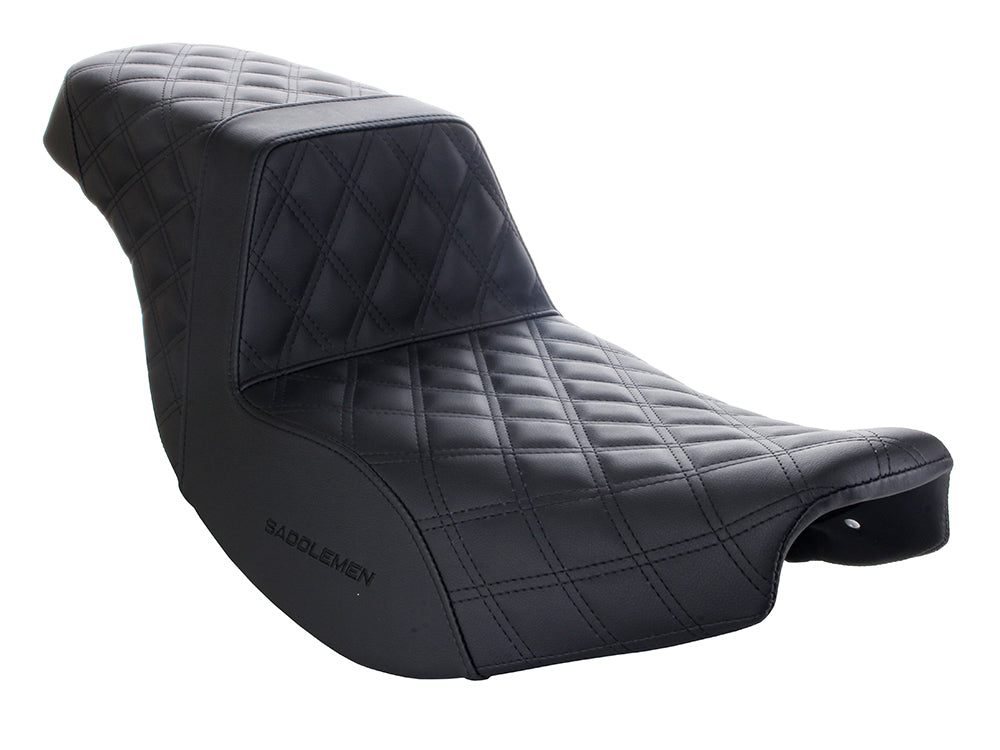 Step-Up LS Dual Seat with Black Double Diamond Lattice Stitch Front & Rear. Fits Indian Touring 2014up. - Saddlemen Seats