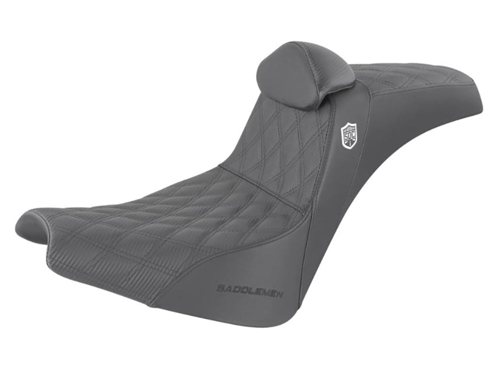 Pro Series San Diego Customs Performance Gripper Dual Seat with Backrest & Black Stitch. Fits Softail Street Bob 2018up & Standard 2020up - Saddlemen Seats