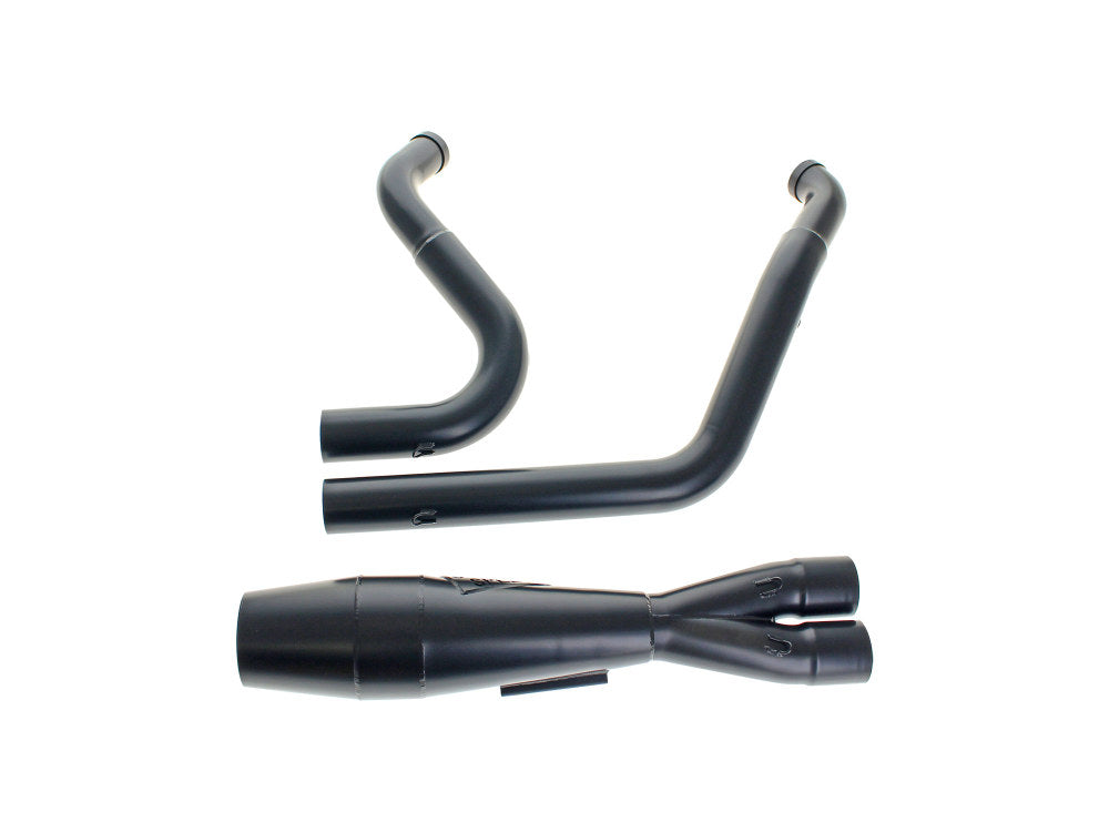 Shorty 2-into-1 Exhaust with Welded End Cap - Black. Fits Touring 1995-2016. - Sawicki Speed