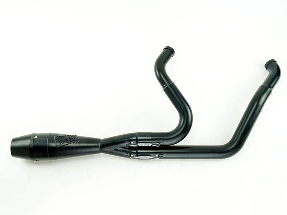 Shorty 2-into-1 Exhaust with Billet End Cap - Black. Fits Touring 2017up. - Sawicki Speed