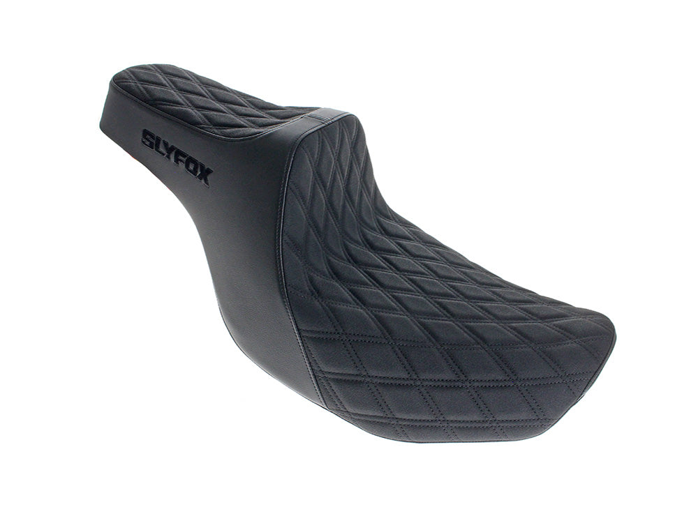 Highnoon Dual Seat with Black Double Diamond Stitch. Fits CVO Touring 2023up, Street Glide & Road Glide 2024up, Touring 2025up - Slyfox