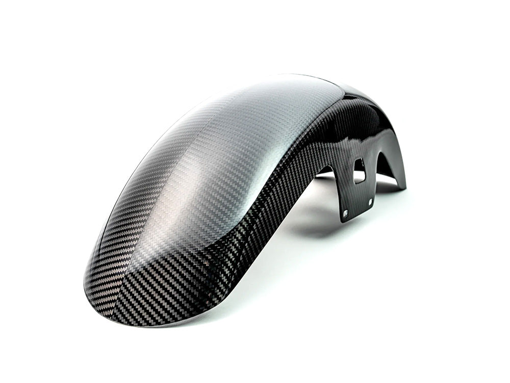 Mid Length Carbon Front Fender - Gloss Finish. Fits Most Touring 2014-2024 with 19in. Front Wheel - Slyfox