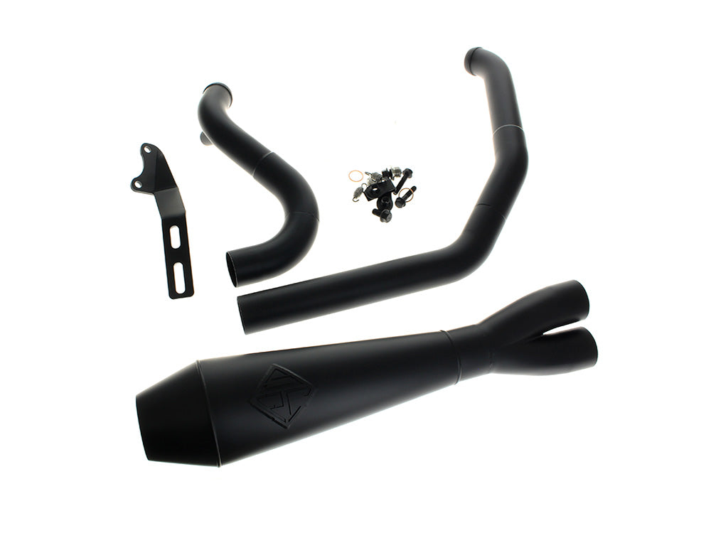 2-into-1 4.5in. Big Bore Exhaust - Black. Fits Softail 2018up Non-240 Rear Tyre Models. - SP Concepts Exhaust
