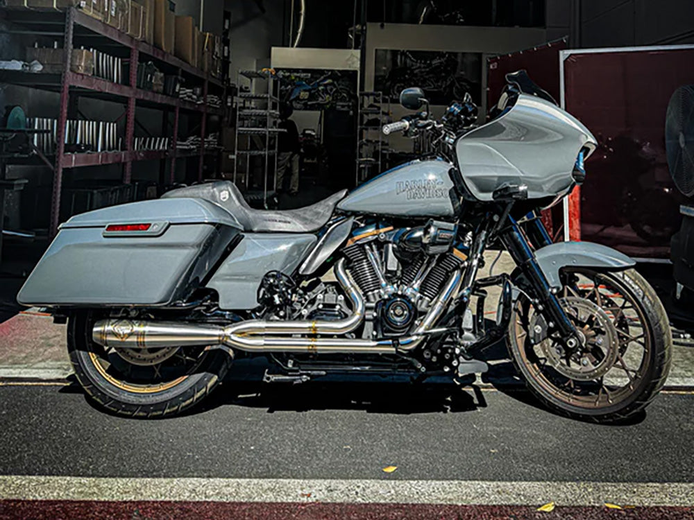 2-into-1 Elsinore Mid Length Exhaust - Stainless Steel. Fits Touring 2017up - SP Concepts Exhaust
