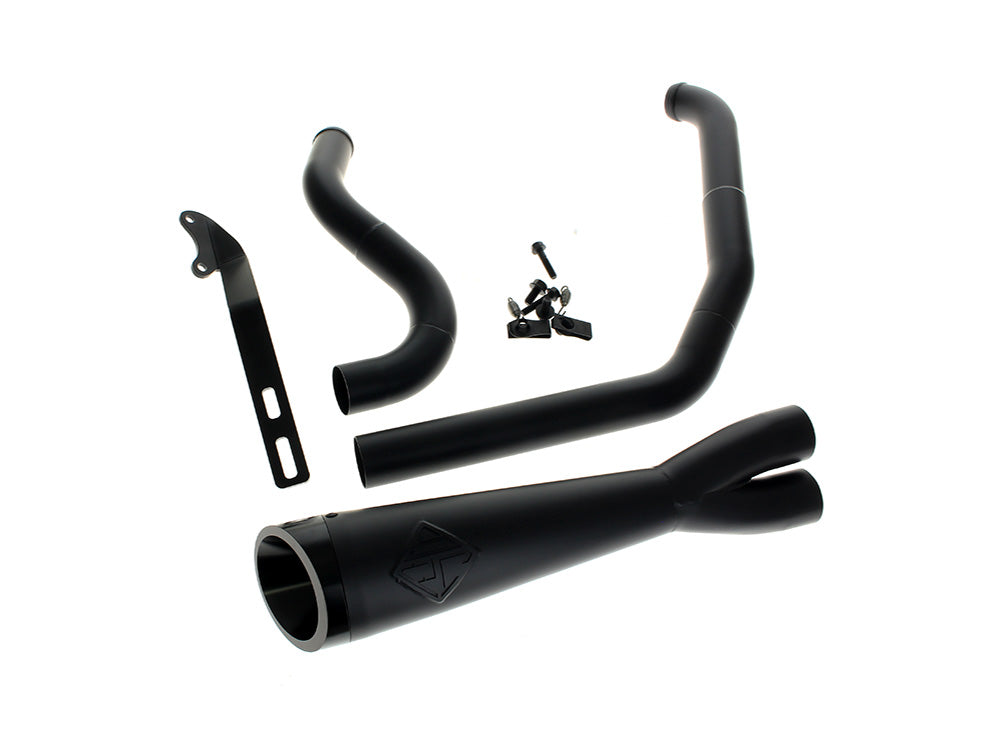 2-into-1 Cutback Exhaust - Black with Black End Cap. Fits Dyna 1999-2005 - SP Concepts Exhaust