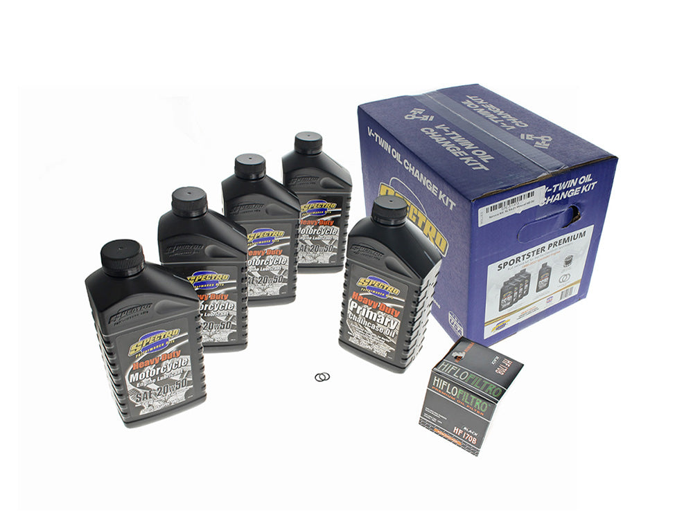 Oil Change Service Kit with Premium Heavy Duty Engine Oil. Fits Sportster 1984-2021 - Spectro Oils