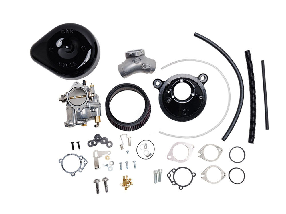 Super E Carburettor Kit. Fits Evo 1984-1999. Black Stealth Air Cleaner. - S&S