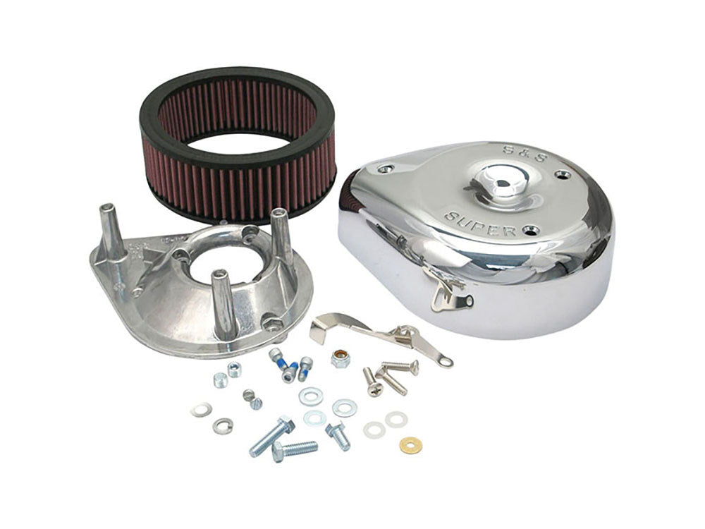 Teardrop Air Cleaner Kit - Chrome. Fits Big Twin 1966-1984 & Sportster 1966-1985 Models with S&S Super E or G Carburettor. - S&S