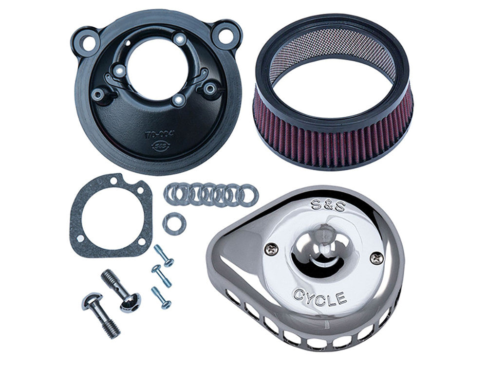 Mini Teardrop Air Cleaner Kit - Chrome. Fits Sportster 2007-2021 with EFI. - S&S