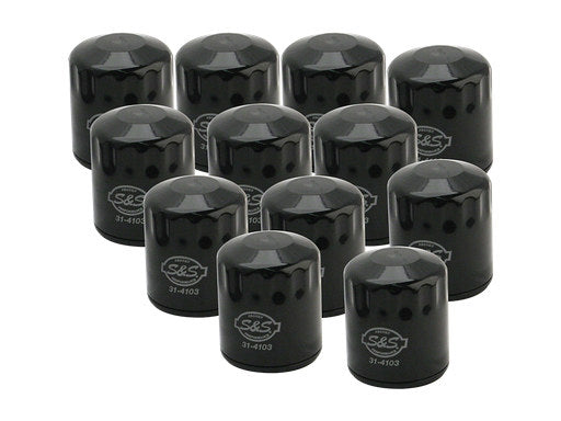 Oil Filters - Black. Fits Twin Cam 1999-2017 & Milwaukee-Eight 2017up. Box of 12. - S&S