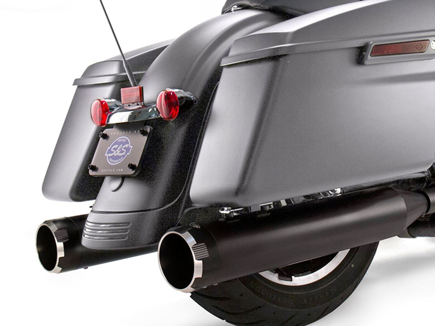 4-1/2in. Mk45 Slip-On Mufflers - Black with Black Thruster End Caps. Fits Touring 2017up. - S&S