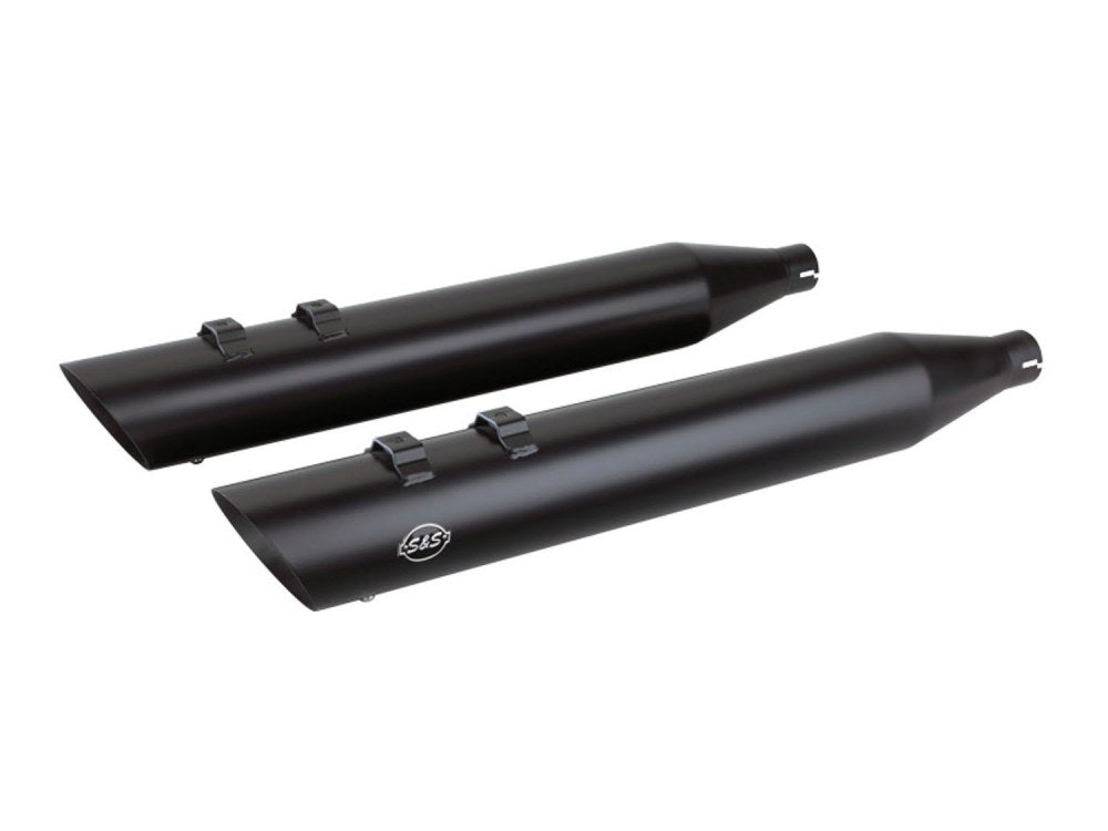 4in. Grand National Slash Cut Slip-On Mufflers - Black. Fits Touring 2017up. - S&S