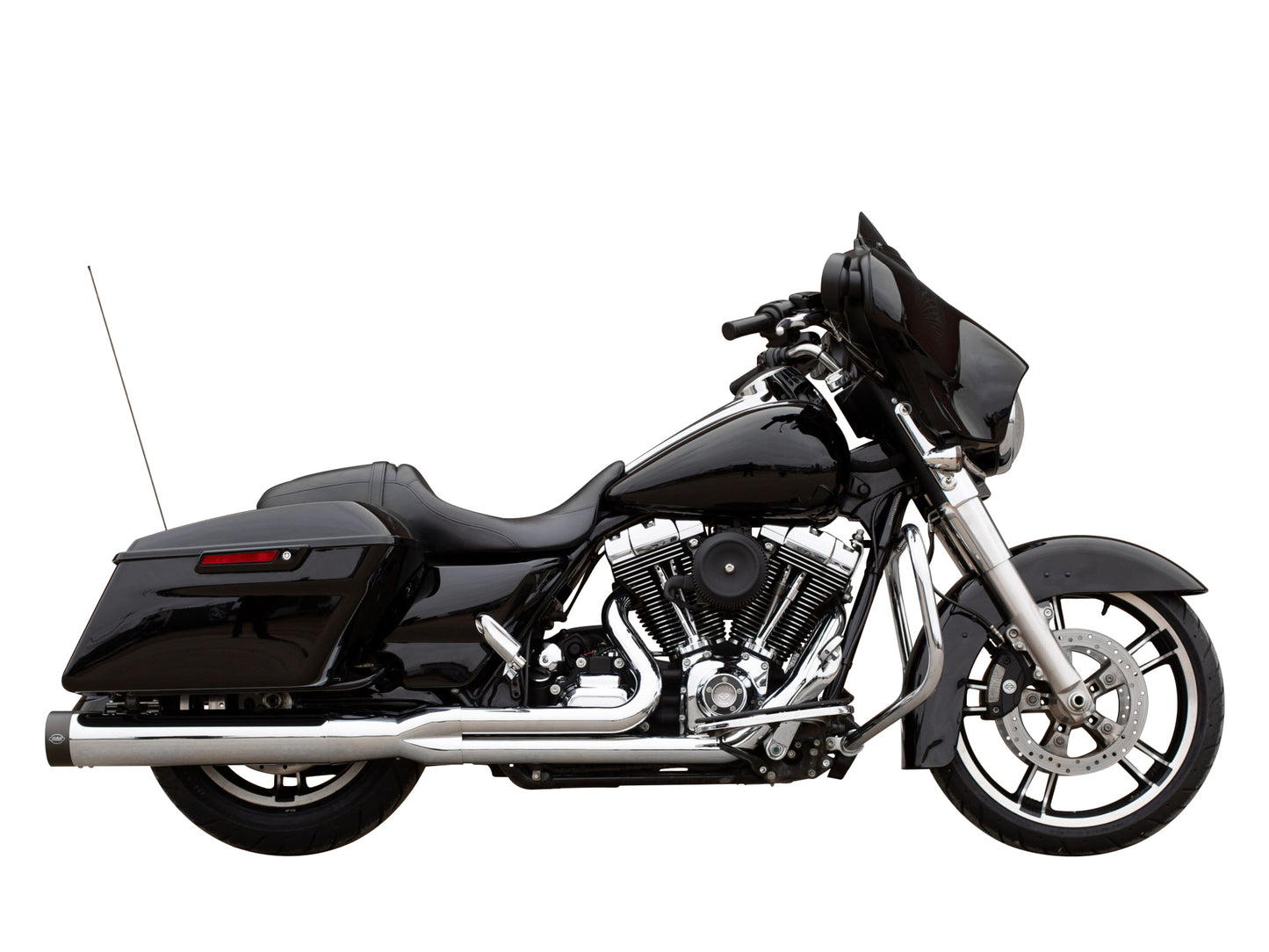 2-into-1 Sidewinder Exhaust - Chrome with Black End Cap. Fits Touring 1995-2016. - S&S