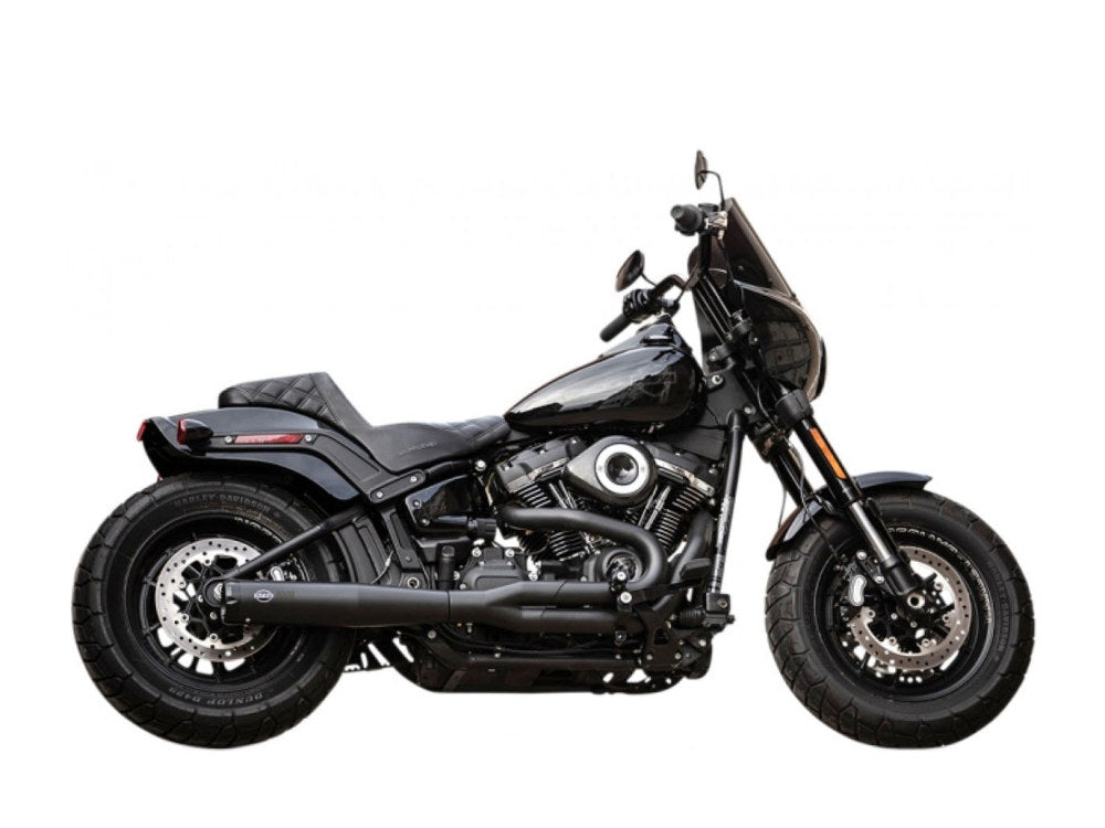2-into-1 SuperStreet Exhaust - Black with Black End Cap. Fits Softail 2018-2024 Non-240 Rear Tyre Models. - S&S